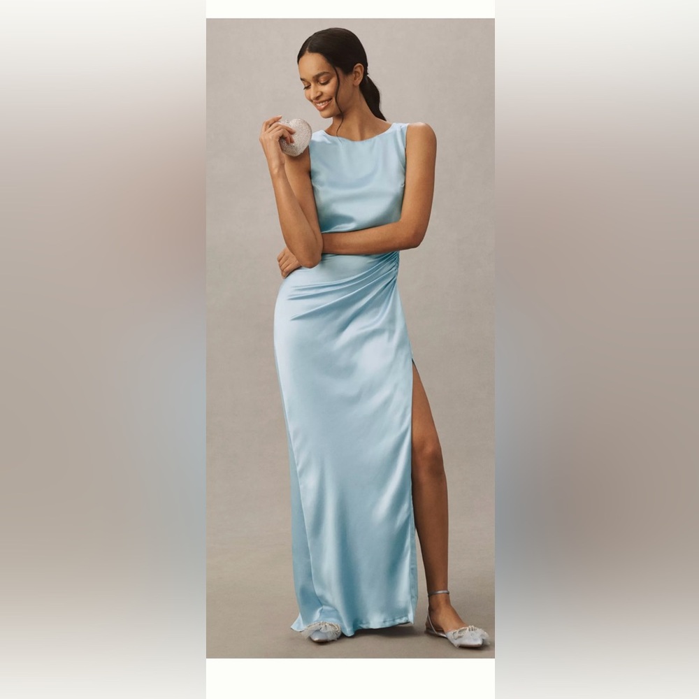 Elegant Light Blue Satin Dress